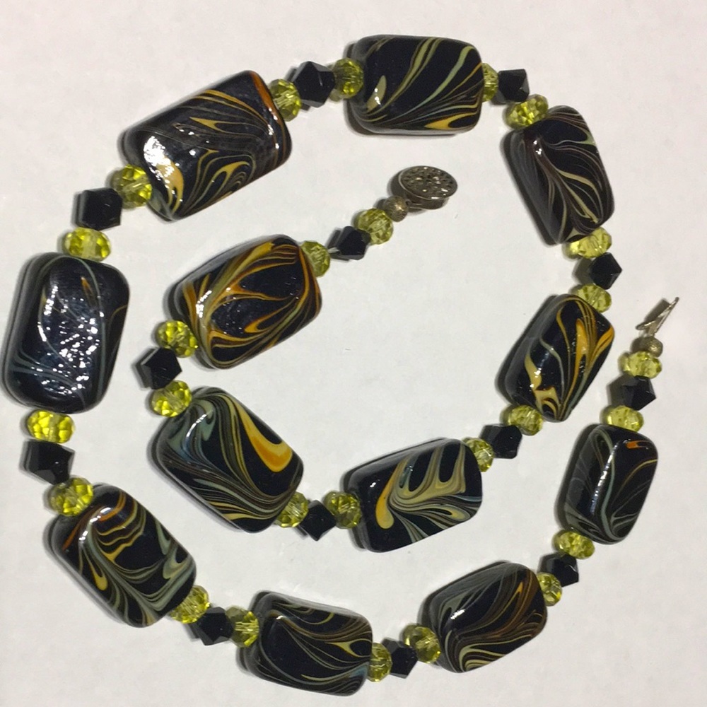 Handmade OOAK vintage Glass black bead 18 necklace - Picture 10 of 16